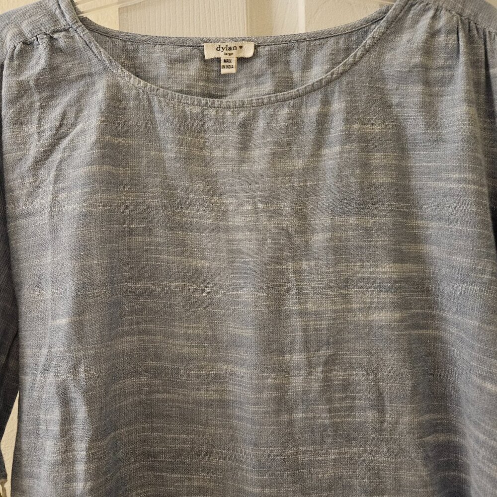 Dylan cotton Romantic Boho Cottagecore Blue embroider Lace Flowy Beach Top L